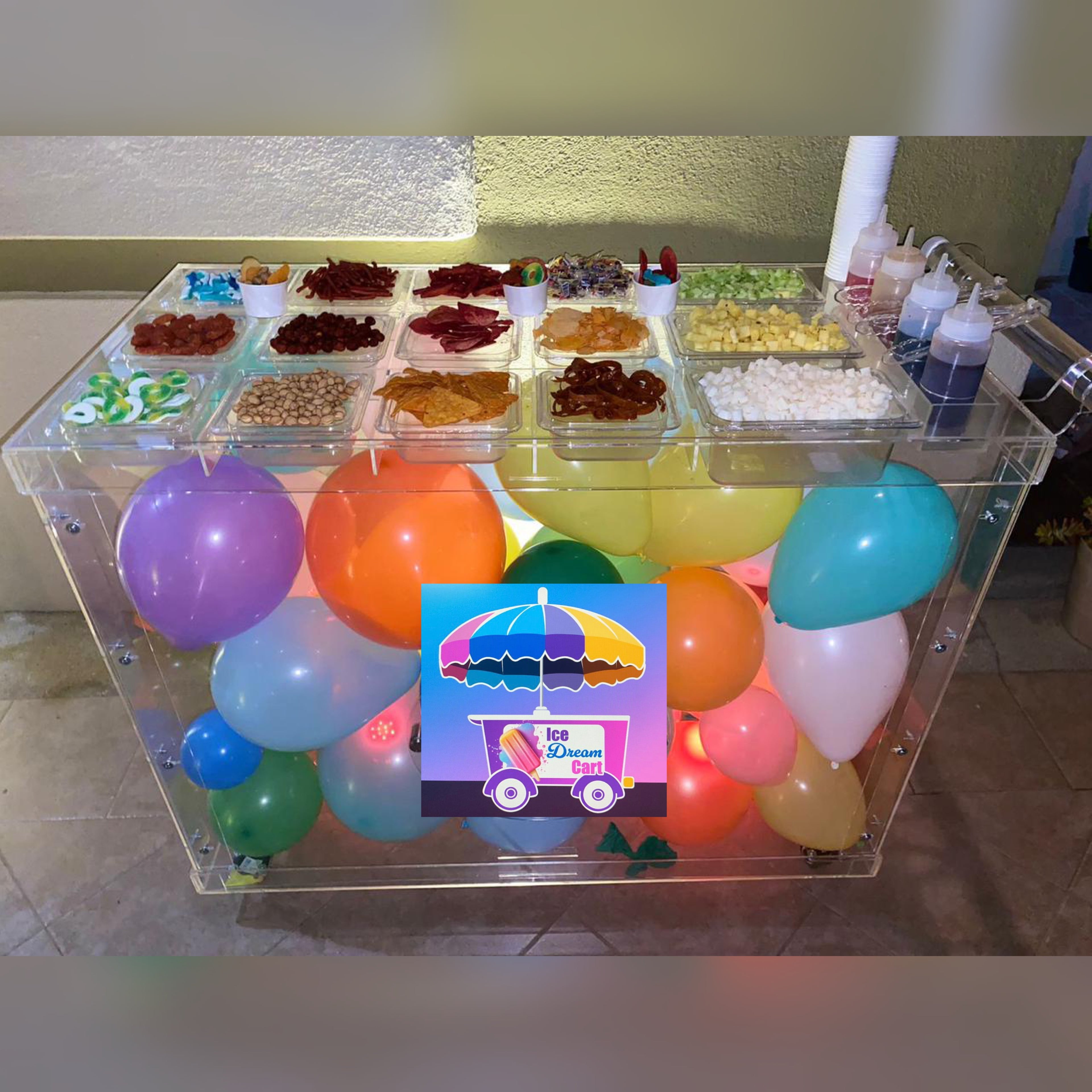 Large Acrylic Snack Cart | Remote-Controlled LED Lights | Mobile Serving Cart