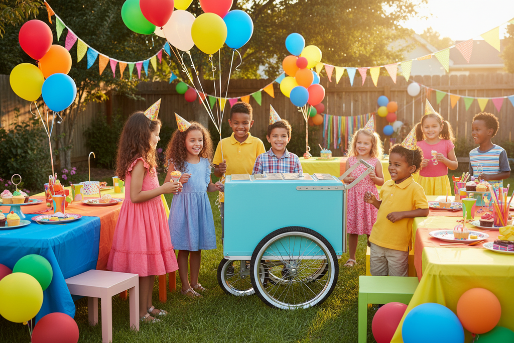 Carrito aqua en fiesta de cumpleaños