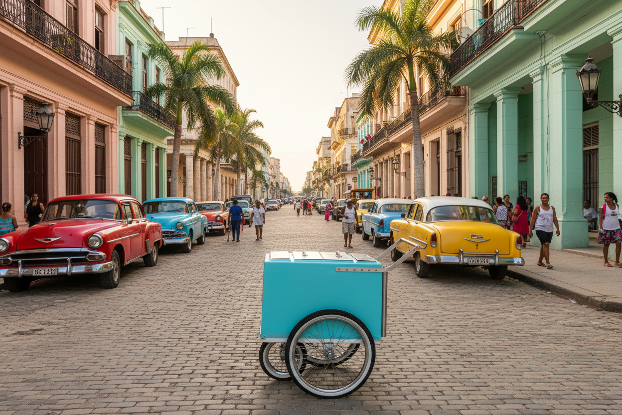 Carrito turquesa en calle de La Habana
