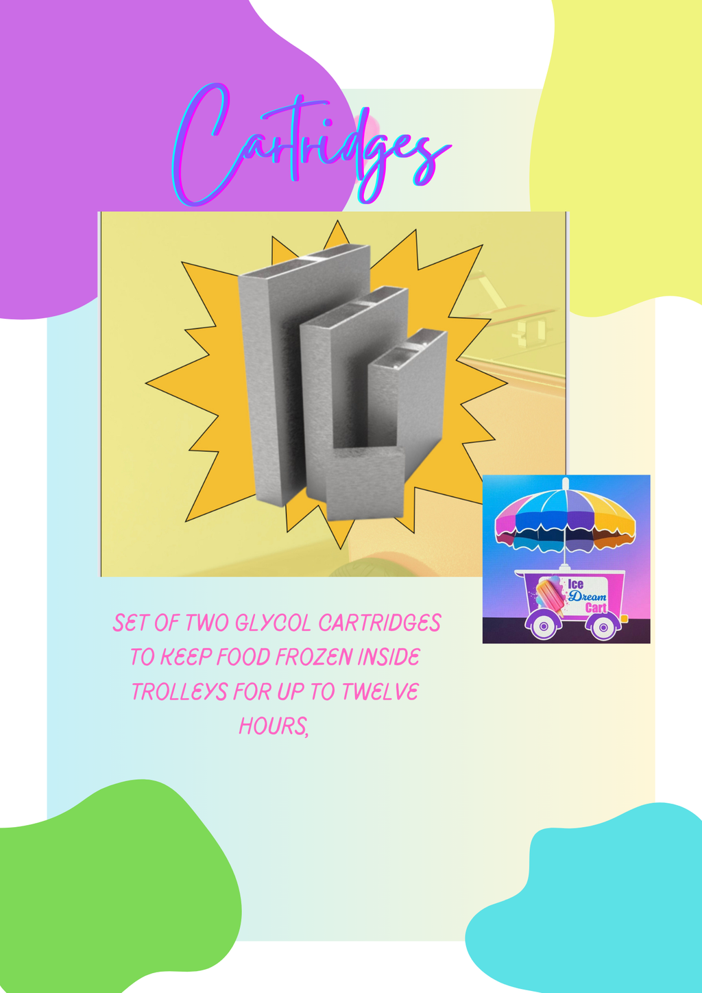 Glycol Cooling Cartridges (Set of 2) | Mini Size | Ice Cream Cart Add-On
